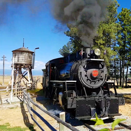 WE HAVE A TRAIN!  The railroad featured prominently in the lives of Western Canadians in the late 1800s and this working steam train at Fort Steele will most definitely be part of our series!