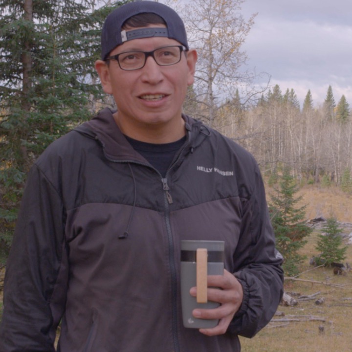 We will interview Brent in a variety of locations. This frame is in a natural setting on the Tsuutina Nation.